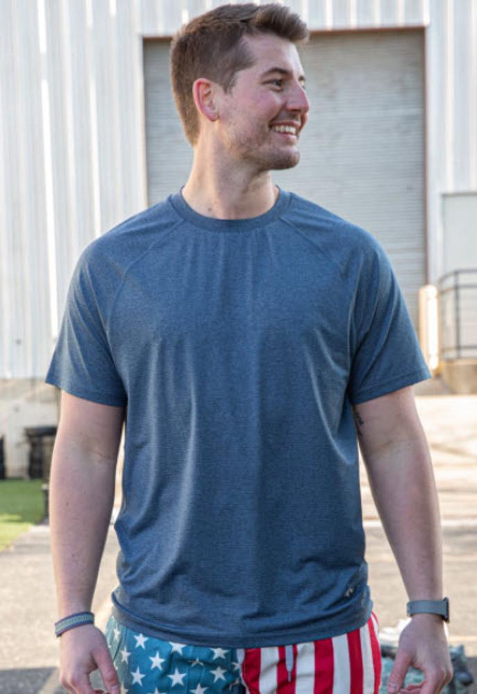 Performance Mens Workout Tee in Dusty Blue