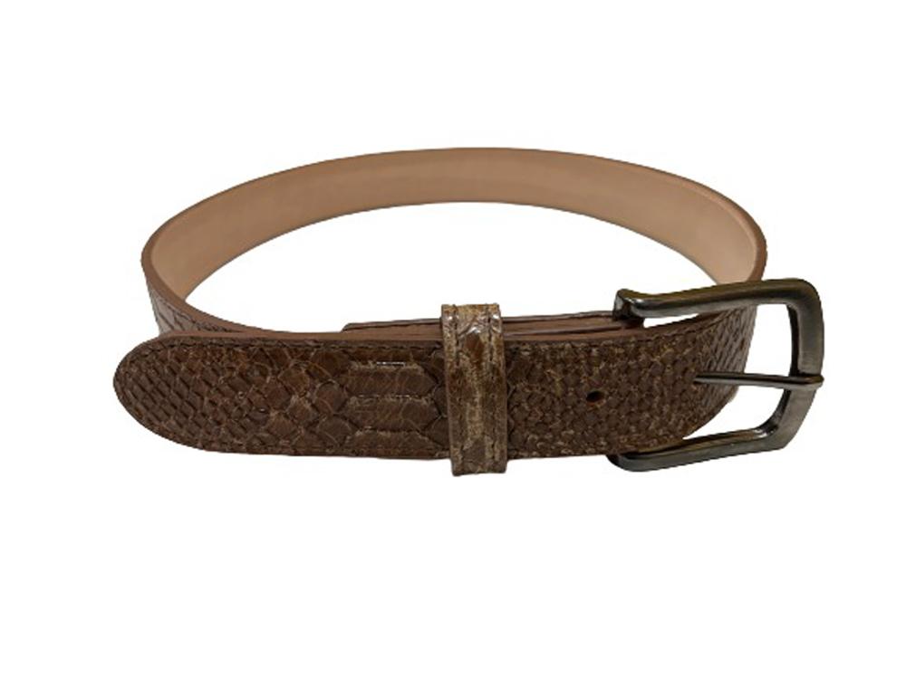 Rattlesnake Embossed Leather Belt