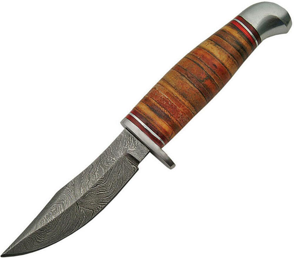 7.5 Inch Damascus Skinner Knife with Sheath