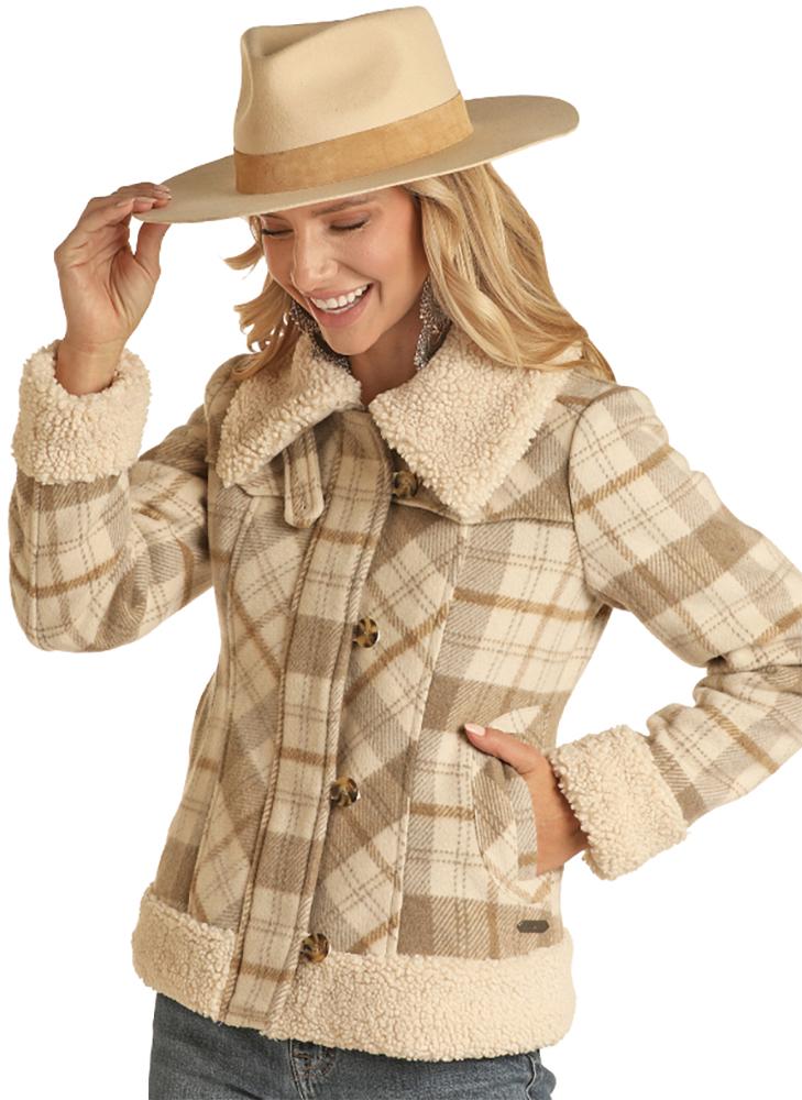 Wool Plaid With Berber Womens Jacket